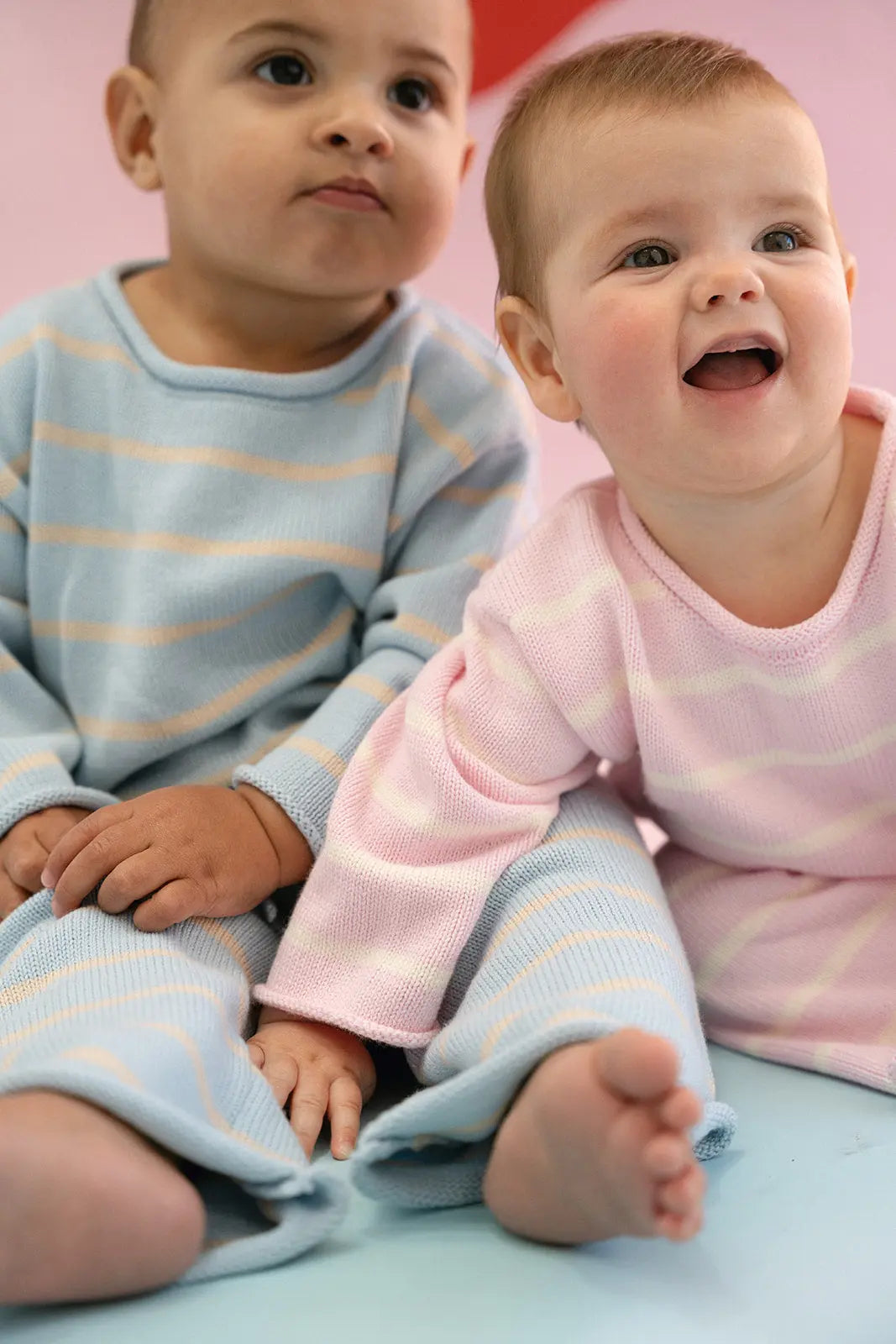 Stripe Knit Jumper - Baby Blue/Taupe MYLA JANE