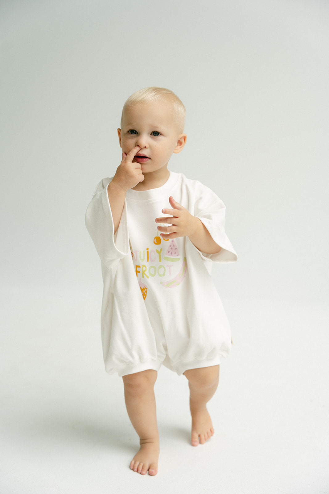 Juicy Froot T-Shirt Romper - Natural White